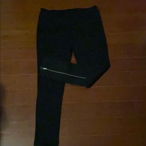 Black elastic waist pants w back leg zipper